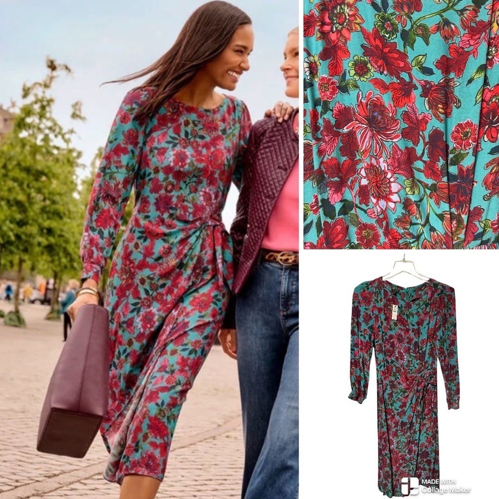 Talbots NWT $169 side tie midi dress